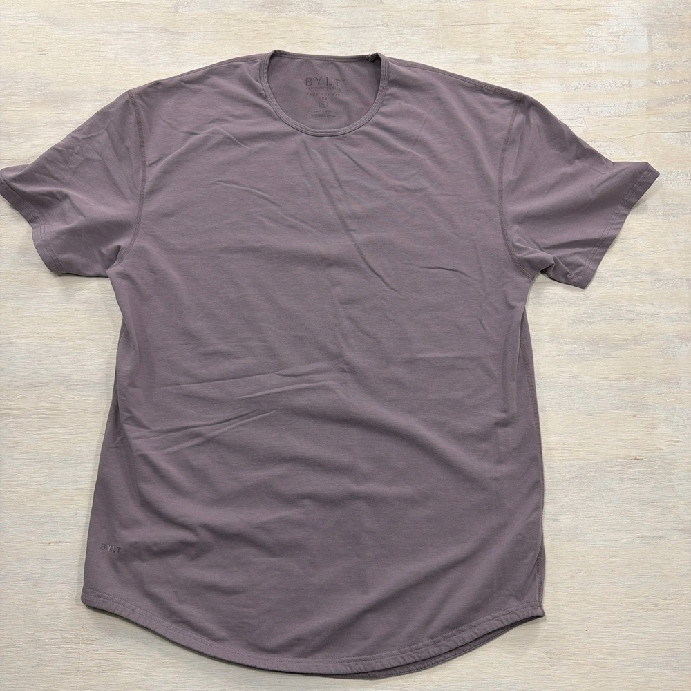 BYLT T-Shirt Drop Cut Lux XL Curved Hem Performance Mauve Purple Mens